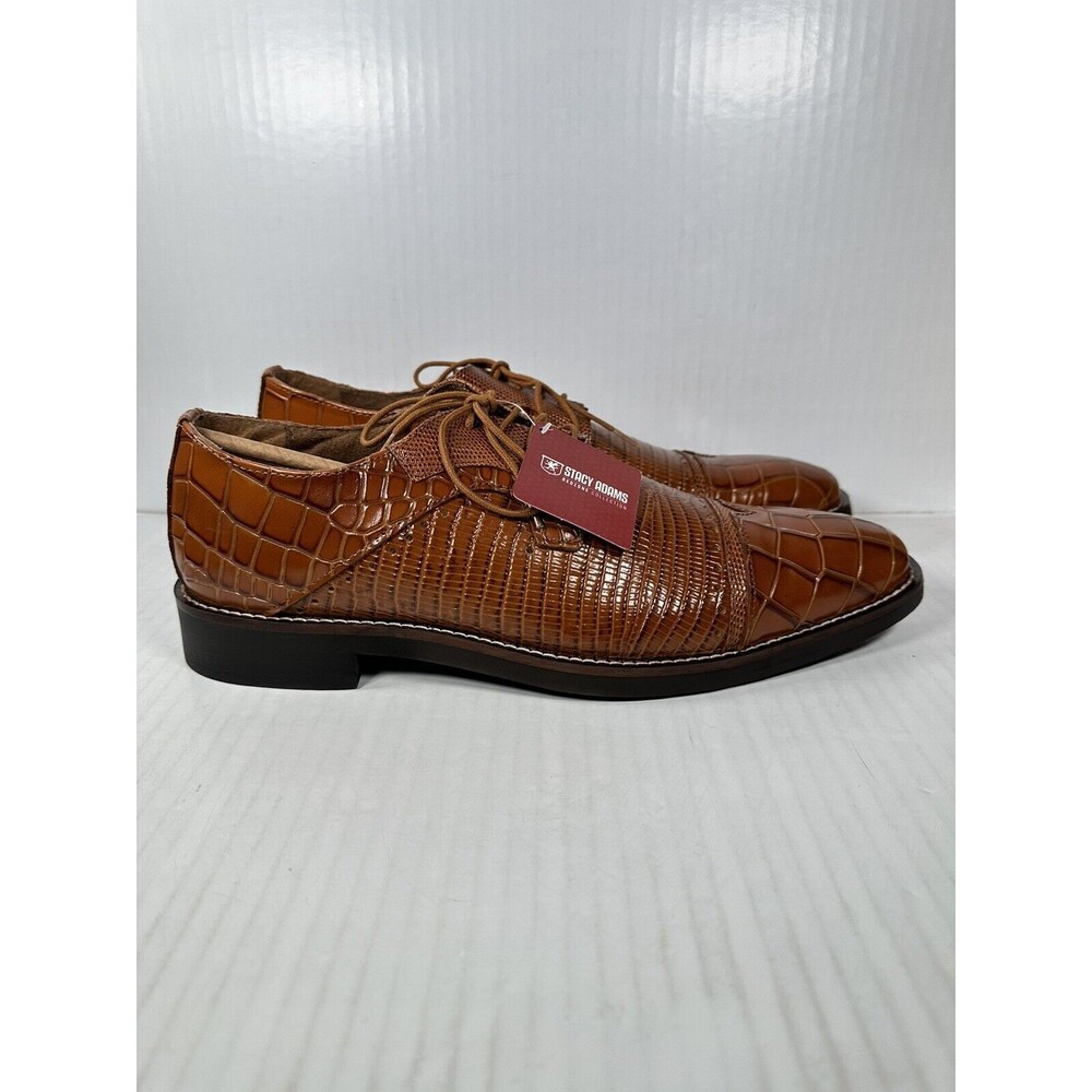 Stacy Adams Esposito Cap Toe Oxford Shoes Animal Print Tan Men Size 11 25538-240